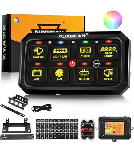 Amazon.co.jp: Auxbeam 8ギャングスイッチパネル RA80 XL RGB 5インチ